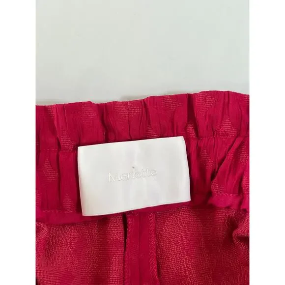 Merlette Smocked Waist Textured Shorts 4 inch Womens Medium Hot Pink Beach Artsy - Picture 3 of 15